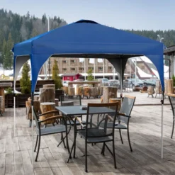 Tangkula Pop-up Canopy Tent 10’ X 10’ Height Adjustable Commercial Instant Canopy W/ Portable Roller Bag Blue/ White/ Grey -Camping Equipment Series GUEST c812ae9f 7d07 4522 a6c1 b330346fc09d