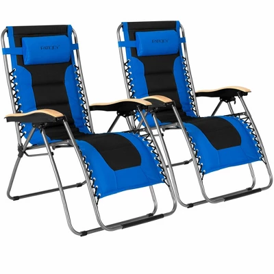Costway 2PCS Folding Zero Gravity Chair Padded Lounge Chair W/ Beech Armrests Turquoise/Blue/Grey 10 Costway 2PCS Folding Zero Gravity Chair Padded Lounge Chair W/ Beech Armrests Turquoise/Blue/Grey - Image 10