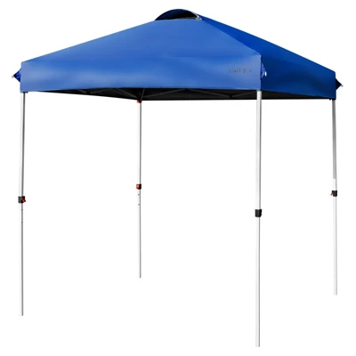 Tangkula 6.6’ X 6.6’ Pop-up Canopy Tent Outdoor Camping Sun Shelter W/ Portable Roller Bag & 4 Weight Bags Blue/ White/ Grey 12 Tangkula 6.6’ X 6.6’ Pop-up Canopy Tent Outdoor Camping Sun Shelter W/ Portable Roller Bag & 4 Weight Bags Blue/ White/ Grey - Image 12