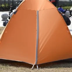 Outsunny 3-4 Person Camping Tent, Lightweight Outdoor Tent Waterproof Windproof W/ Carrying Bag, 3 Doors, Easy Setup For Backpacking Hiking, Orange -Camping Equipment Series GUEST caa76f03 9ce7 48f8 9df1 e02341ca566b