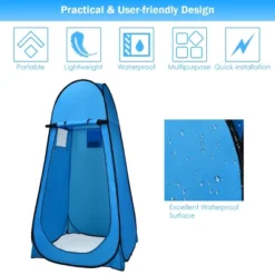 Costway Portable Pop Up Camping Fishing Bathing Shower Toilet Changing Tent Room Blue -Camping Equipment Series GUEST ce036d36 9baf 49ba bdef b6eef959d706