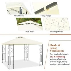 Tangkula 2-Tiers 10'x10'Outdoor Canopy Gazebo Art Steel Frame Party Patio Large Canopy Gazebo W/Netting -Camping Equipment Series GUEST cedcbfc4 d3a2 45e3 8bc4 516ea0aba949