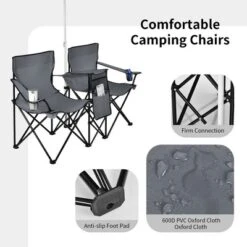 Portable Folding Picnic Double Chair W/Umbrella Table Cooler Beach Camping TurquoiseBlackRedGray -Camping Equipment Series GUEST cfcbf709 c54f 4297 8121 71964802c43c