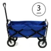 Mac Sports Collapsible Folding Steel Frame Outdoor Garden Wagon, Blue (3 Pack)