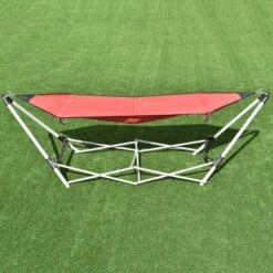 Costway Red Portable Folding Hammock Lounge Camping Bed Steel Frame Stand W/Carry Bag -Camping Equipment Series GUEST d10732e3 7e58 47dd 9ce7 a311d2137d02