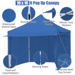 Tangkula 10x10ft Pop Up Tent, 4 Height Adjustment Folding Camping Tent With Awning -Camping Equipment Series GUEST d2101b7d 7ca4 42a8 bc41 43c091086bae