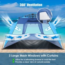 Costway 3-4 Person Easy Pop Up Beach Tent UPF 50Plus Portable Sun Shelter Orange/Blue -Camping Equipment Series GUEST d22f7e53 a973 48b1 a460 940ce6f9db13