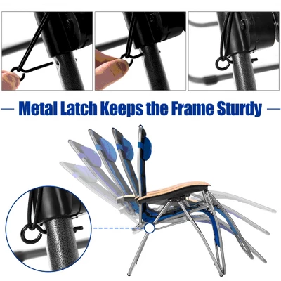 Costway 2PCS Folding Zero Gravity Chair Padded Lounge Chair W/ Beech Armrests Turquoise/Blue/Grey 5 Costway 2PCS Folding Zero Gravity Chair Padded Lounge Chair W/ Beech Armrests Turquoise/Blue/Grey - Image 5