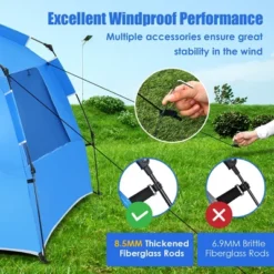 Costway 3-4 Person Easy Pop Up Beach Tent UPF 50Plus Portable Sun Shelter Orange/Blue -Camping Equipment Series GUEST d3f121e2 974b 4d7b 9517 8769779456ec