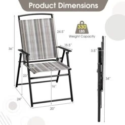 Tangkula Outdoor Folding Chairs Set Of 2/4 Lightweight High Back Chairs W/ Armrests Heavy-Duty Metal Frame -Camping Equipment Series GUEST d4060eac e717 4443 a683 6934b813de01