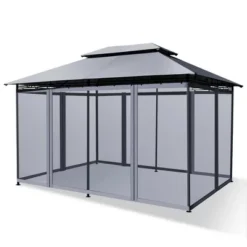 Costway 2-Tier 10'x13' Steel Gazebo Canopy Tent Shelter Patio Garden Outdoor Netting -Camping Equipment Series GUEST d4bba184 8e73 4745 929b 6762b6ec806f