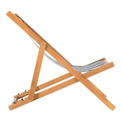 Loren Foldable Sling Chair - Natural/Navy/White - Safavieh -Camping Equipment Series GUEST d4d5107e a5c6 48e0 992f 9650cda02ccb