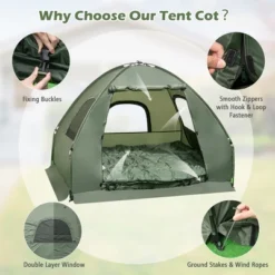 Costway 2-Person Compact Portable Pop-Up Tent/Camping Cot W/ Air Mattress & Sleeping Bag -Camping Equipment Series GUEST d68de0e3 00e7 42ab a2ca 70f43d94fc2f