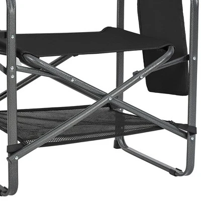KingCamp Padded Outdoor Folding Director Chair With Side Table, Integrated Cupholder, And Pockets For Camping, Sporting Events, And Picnics, Black 3 KingCamp Padded Outdoor Folding Director Chair With Side Table, Integrated Cupholder, And Pockets For Camping, Sporting Events, And Picnics, Black - Image 3