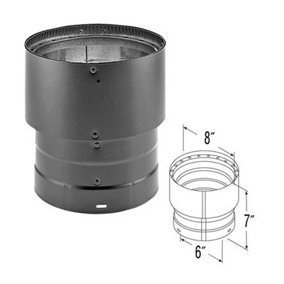 DuraVent DVL 6DVL-X8 Double Wall Interior Stove Pipe Increaser To Vent Smoke & Exhaust, 6 Inch Diameter To 8 Inch Diameter Connection, Black 3 DuraVent DVL 6DVL-X8 Double Wall Interior Stove Pipe Increaser To Vent Smoke & Exhaust, 6 Inch Diameter To 8 Inch Diameter Connection, Black - Image 3