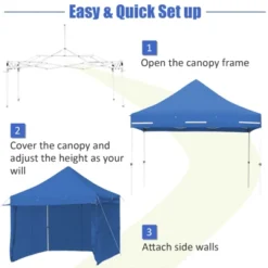 Tangkula 10x10ft Pop Up Tent, 4 Height Adjustment Folding Camping Tent With Awning -Camping Equipment Series GUEST d919c548 d8ff 48be badd ec88486d07a4
