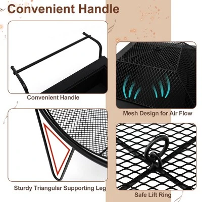 Costway Outdoor Wood Burning Fire Pit Steel Patio Stove W/ Log Storage Rack & Wheels 9 Costway Outdoor Wood Burning Fire Pit Steel Patio Stove W/ Log Storage Rack & Wheels - Image 9