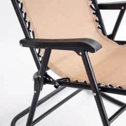 Costway Folding Zero Gravity Rocking Chair Rocker Porch Outdoor Patio Headrest Beige -Camping Equipment Series GUEST ded6f353 ce9a 4957 90e6 551c37d371dc