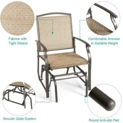Costway 2PCS Patio Swing Single Glider Chair Rocking Seating Steel Frame Garden Brown -Camping Equipment Series GUEST df464784 6174 4062 bbb0 116530b4618e