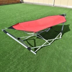Costway Red Portable Folding Hammock Lounge Camping Bed Steel Frame Stand W/Carry Bag -Camping Equipment Series GUEST dfe73d6b 16d7 47d8 8d8a abdf0edc168c