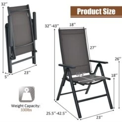 Tangkula 2 Pack Folding Dining Chairs Adjustable Reclining Back Chairs Suitable For Outdoor & Indoor Gray -Camping Equipment Series GUEST e0c5040e 43af 4b25 b971 2e41be9d8c8f