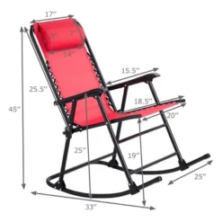 Costway Folding Zero Gravity Rocking Chair Rocker Porch Outdoor Patio Headrest Red -Camping Equipment Series GUEST e12df43f 4db4 46b6 a00a dcea3bebeb14