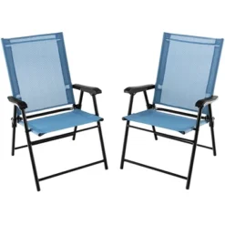 Tangkula Set Of 2 Patio Folding Chairs Outdoor Portable Pack Lawn Chairs W/ Armrests -Camping Equipment Series GUEST e26733b7 e95e 4203 b8cb 6833090c0a75