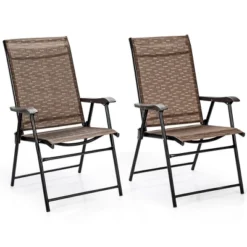 Costway 2PCS Outdoor Patio Folding Chair Camping Portable Lawn Garden W/Armrest -Camping Equipment Series GUEST e32d6516 945b 437f 8ae9 6bd74bf819f6