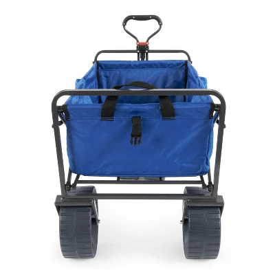 Mac Sports Heavy Duty Steel Frame Collapsible Folding 150lbs. Capacity Outdoor Beach Garden Utility Wagon Cart With All Terrain Wheels - Blue/Black 2 Mac Sports Heavy Duty Steel Frame Collapsible Folding 150lbs. Capacity Outdoor Beach Garden Utility Wagon Cart With All Terrain Wheels - Blue/Black - Image 2