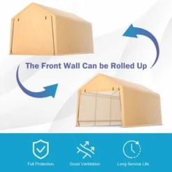 Costway 9x17 Ft Heavy Duty Carport Canopy PE Car Tent Steel Outdoor Garage Shelter -Camping Equipment Series GUEST e5be837d 42a3 46a1 ad30 7c0d971bc7fb