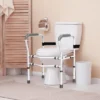 Toilet Safety Frame, Stand Alone Toilet Safety Rail W/ Adjustable Height & Width