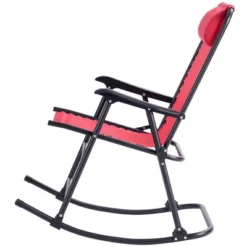 Costway Folding Zero Gravity Rocking Chair Rocker Porch Outdoor Patio Headrest Red -Camping Equipment Series GUEST e63de927 cf14 4266 8ea2 65a25b963b68