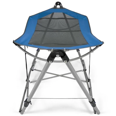 Costway Folding Hammock Indoor & Outdoor Hammock With Side Pocket & Iron Stand 9 Costway Folding Hammock Indoor & Outdoor Hammock With Side Pocket & Iron Stand - Image 9