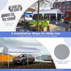 Costway 10x20ft Pop-Up Canopy Party Tent Sidewalls Portable Garage Car Shelter Wheeled -Camping Equipment Series GUEST e933569e d289 4036 8875 1f4e8c177821