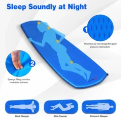 Costway Inflatable Sleeping Pad, Self Inflating Camping Mattress W/Carrying Bag GreenBlue -Camping Equipment Series GUEST e99d3a62 eb1f 43d4 b3b4 a61017d492f7