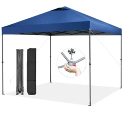 Costway Patio 10x10ft Outdoor Instant Pop-up Canopy Folding Tent Sun Shelter UV50+ Gray/Blue/White -Camping Equipment Series GUEST eb0048ab abf0 4f18 899f 93cff5ee156d