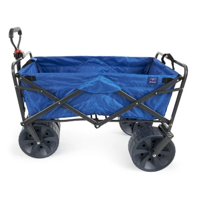 Mac Sports Heavy Duty Steel Frame Collapsible Folding 150lbs. Capacity Outdoor Beach Garden Utility Wagon Cart With All Terrain Wheels - Blue/Black 1 Mac Sports Heavy Duty Steel Frame Collapsible Folding 150lbs. Capacity Outdoor Beach Garden Utility Wagon Cart With All Terrain Wheels - Blue/Black