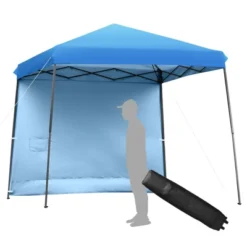Tangkula 10x10 Ft Pop Up Canopy Tent One Person Set-up Instant Shelter With Central Lock W/ Roll-up Side Wall -Camping Equipment Series GUEST ec377b53 9bae 4e3a 82df 2a2cb309723f