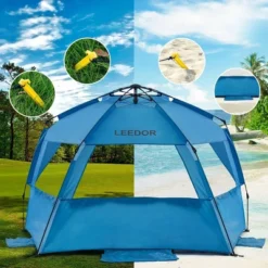 Leedor Outdoor Automatic Pop Up Sun Shade Canopy 4 People Beach Shelter Tent Light Teal Blue -Camping Equipment Series GUEST ecc739f1 458f 4440 b4b1 72cd19dda699