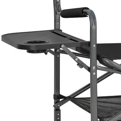 KingCamp Padded Outdoor Folding Director Chair With Side Table, Integrated Cupholder, And Pockets For Camping, Sporting Events, And Picnics, Black 2 KingCamp Padded Outdoor Folding Director Chair With Side Table, Integrated Cupholder, And Pockets For Camping, Sporting Events, And Picnics, Black - Image 2