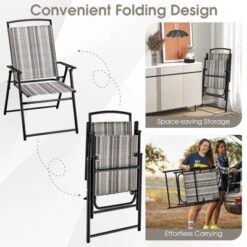 Tangkula Outdoor Folding Chairs Set Of 2/4 Lightweight High Back Chairs W/ Armrests Heavy-Duty Metal Frame -Camping Equipment Series GUEST edbe67e3 0065 46db aa32 259a1e476608