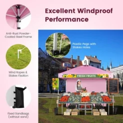 Costway 10'x10'Commercial Pop-up Canopy Tent Sidewall Folding Market Patio White/Pink -Camping Equipment Series GUEST f0dcc465 f28c 4930 b4ff 2bfb7b28138a
