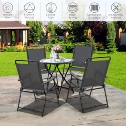 Costway 4PCS Outdoor Patio Folding Chair W/Armrest Portable Camping Lawn Garden -Camping Equipment Series GUEST f2328429 854a 45df 97aa fe5e45cf6eac