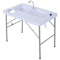 Outsunny Folding Fish Cleaning Table & Portable Sink Station With Hose Hookup, Convertible Camping Table With Ruler, Camp Kitchen For Picnic, Fishing -Camping Equipment Series GUEST f376aabc 8d6f 4ce7 9ca0 a3b8a2120e24