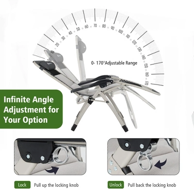 Costway 2PCS Padded Zero Gravity Chair Adjustable Folding Reclining Lounge With Cover 4 Costway 2PCS Padded Zero Gravity Chair Adjustable Folding Reclining Lounge With Cover - Image 4