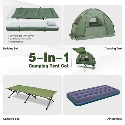 Costway 1-Person Compact Portable Pop-Up Tent/Camping Cot W/ Air Mattress & Sleeping Bag 2 Costway 1-Person Compact Portable Pop-Up Tent/Camping Cot W/ Air Mattress & Sleeping Bag - Image 2