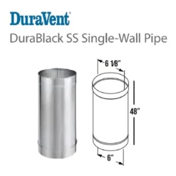 DuraVent DuraBlack 6DBK-48SS Stainless Steel Single Wall Wood Burning Stove Pipe Connector To Vent Smoke And Exhaust, 48 Inches Long X 6 Inch Diameter -Camping Equipment Series GUEST f6dd175f 2c7e 47f9 8a82 0acb86befe73