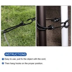 Unique Bargains Camping Outdoor Tent Elastic Rope With Hooks Black 6 Pcs -Camping Equipment Series GUEST f752714f 74f2 4bb3 8b40 99e0708b20c7