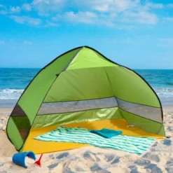 Pop Up Beach Tent With UV Protection And Ventilation Windows – Water And Wind Resistant Sun Shelter For Camping, Fishing, Or Play By Wakeman (Green) -Camping Equipment Series GUEST f7570d40 f5ab 454c 9aac 787ba2b380ac
