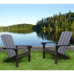 Lakeside Faux Wood Adirondack Outdoor Portable Chair Espresso - Merry Products -Camping Equipment Series GUEST f7956474 6ba8 4297 9e3e 4b15529675c8